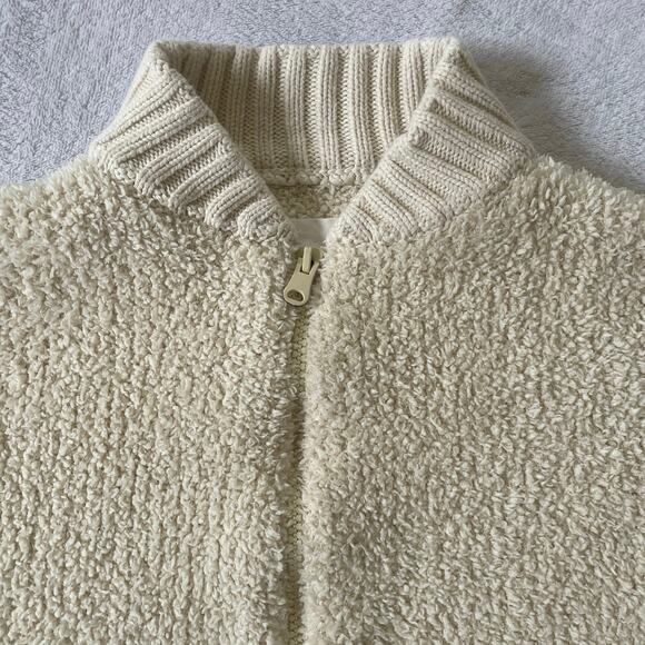 Arie Mock Neck Full Zip Teddy Jacket Sweater Size XS Neutral Minimal Cozy - Picture 3 of 6